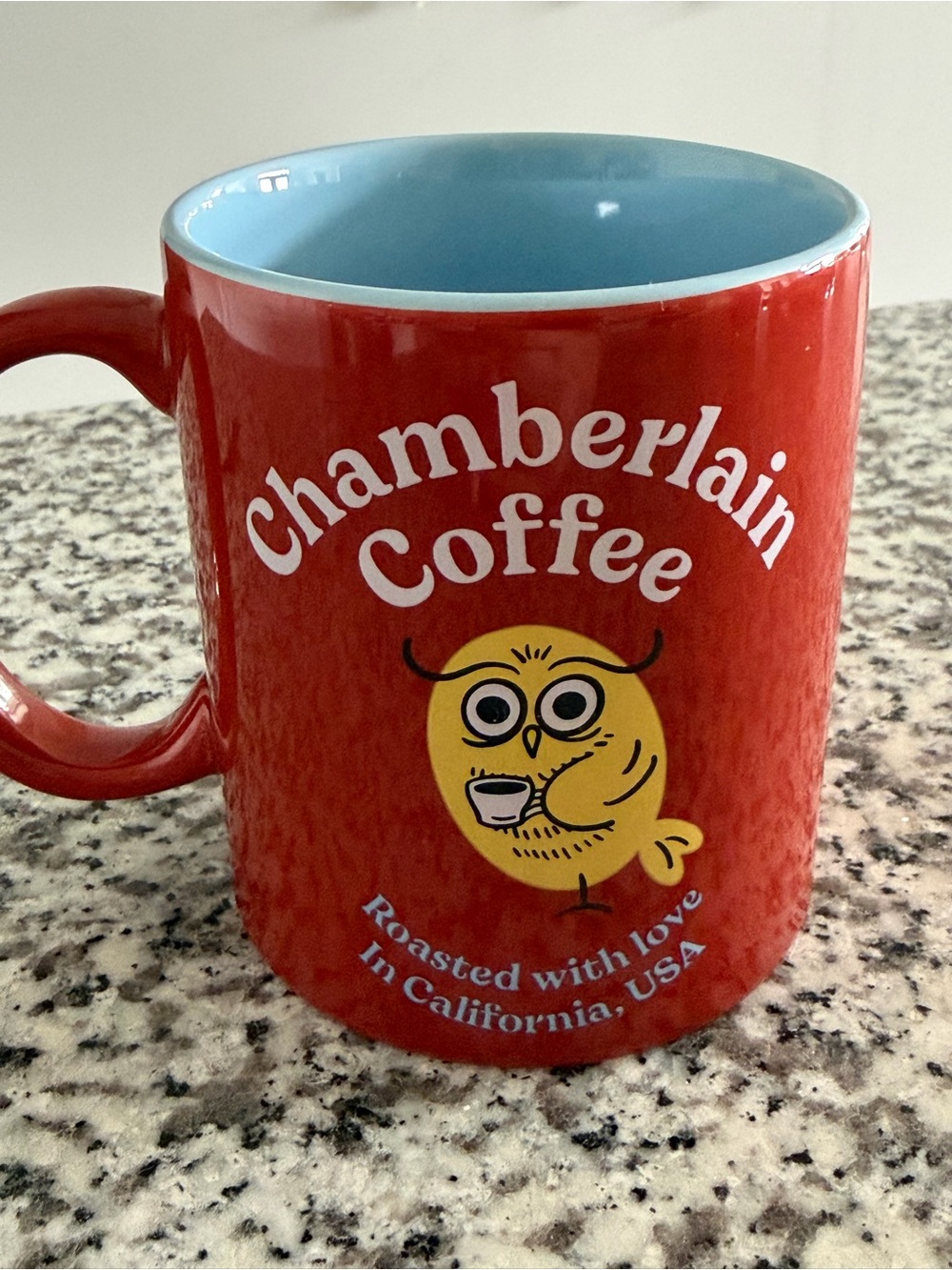 Chamberlain Coffee Red Owl Ceramic Coffee Mug Mug with Light Blue Interior